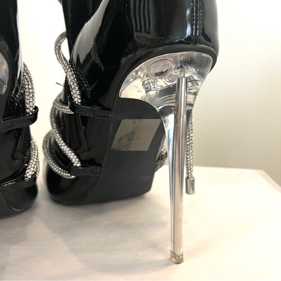 Azalea Wang Dripping‎ in Diamonds Patent Leather Booties Size 9, New without box - Picture 10 of 12